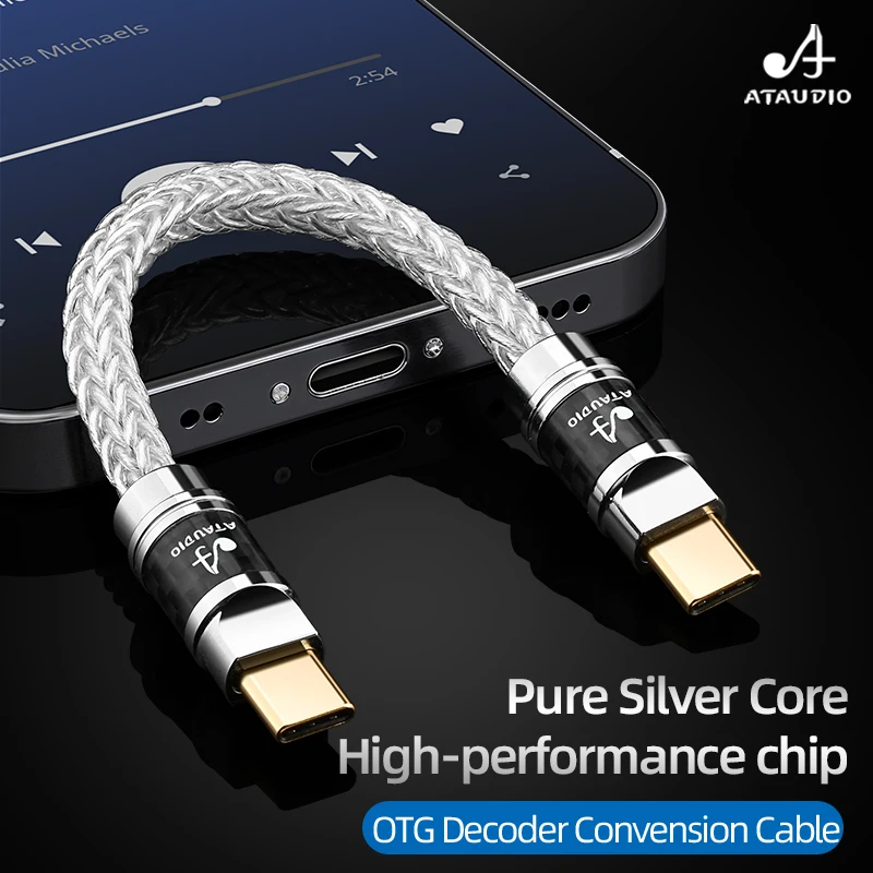 Kabel audio HiFi Type C do Type C, wysokiej jakości, z czystego srebra, kabel dekodujący OTG do telefonu DECODER — zdjęcie produktu 3