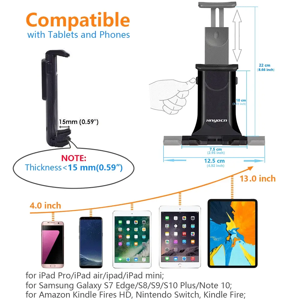 XNYOCN Adjustable Car CD Slot Tablet Stand Phone Holder for iPhone 14 13 12 11 iPad Pro Air Mini 4 to 12 Inch Samsung Xiaomi Pad