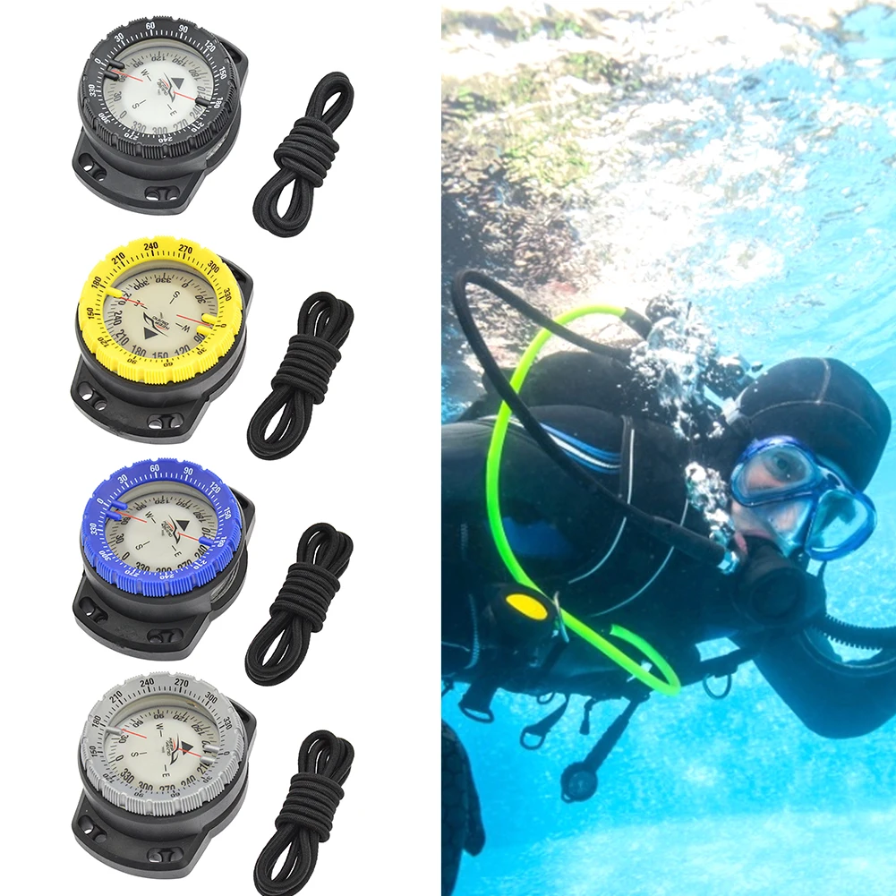 Description Picture 5 of item50m Scuba Diving Compass Multi-function Camping Climbing Hiking Luminous Elastic Rope Underwater Waterproof Compass Watch
