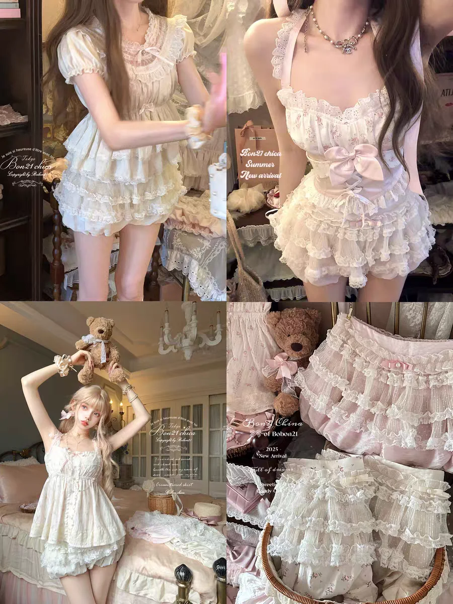 

Princess sweet lolita shorts bobon21 Organ Puff Retro lace Cute Bubble Shorts Lantern Pants B2415