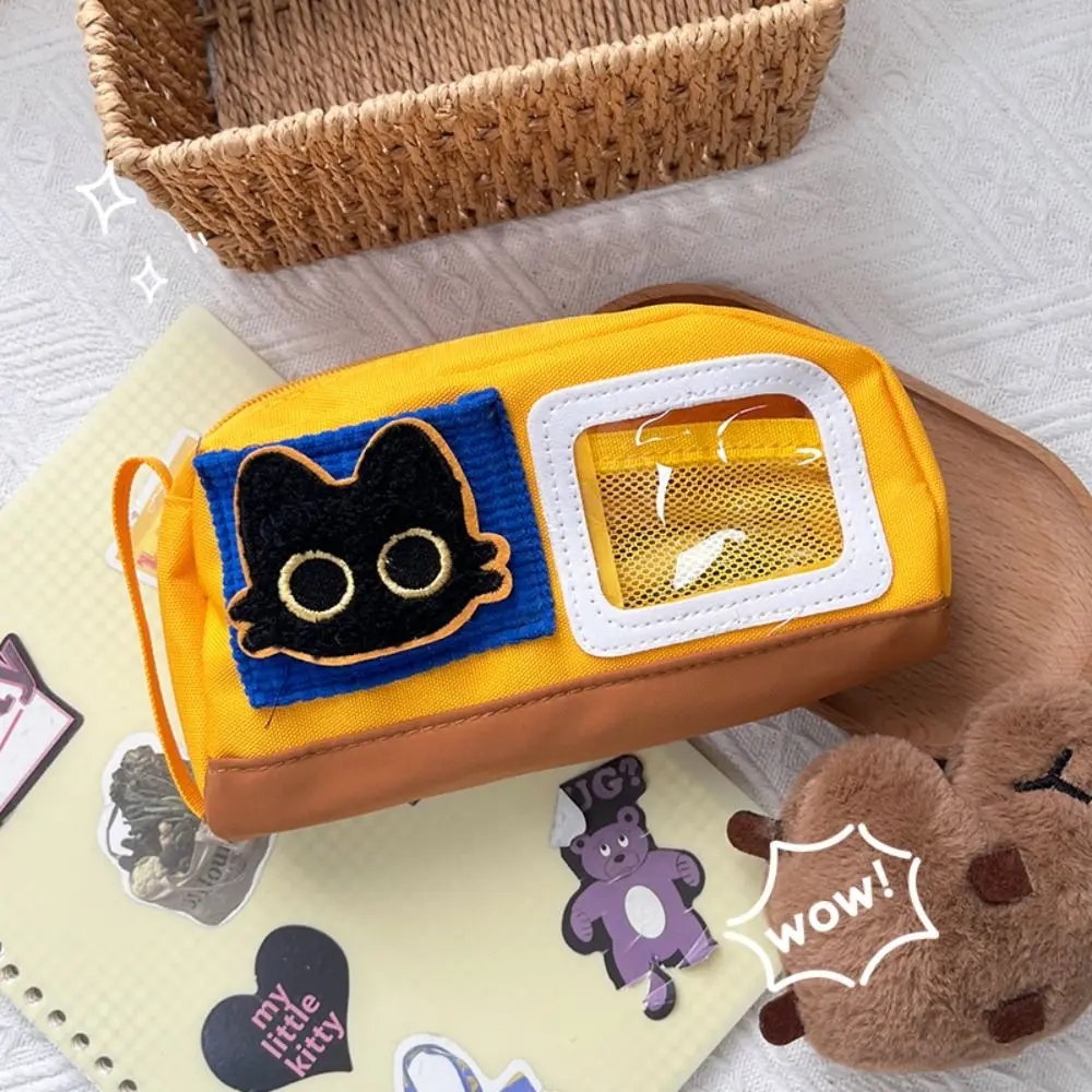 Large Capacity Cat Pencil Case Zipper Calico Stationery Bag Desk Organizer Cartoon Cat Pencil Bag Office Supplies view 5