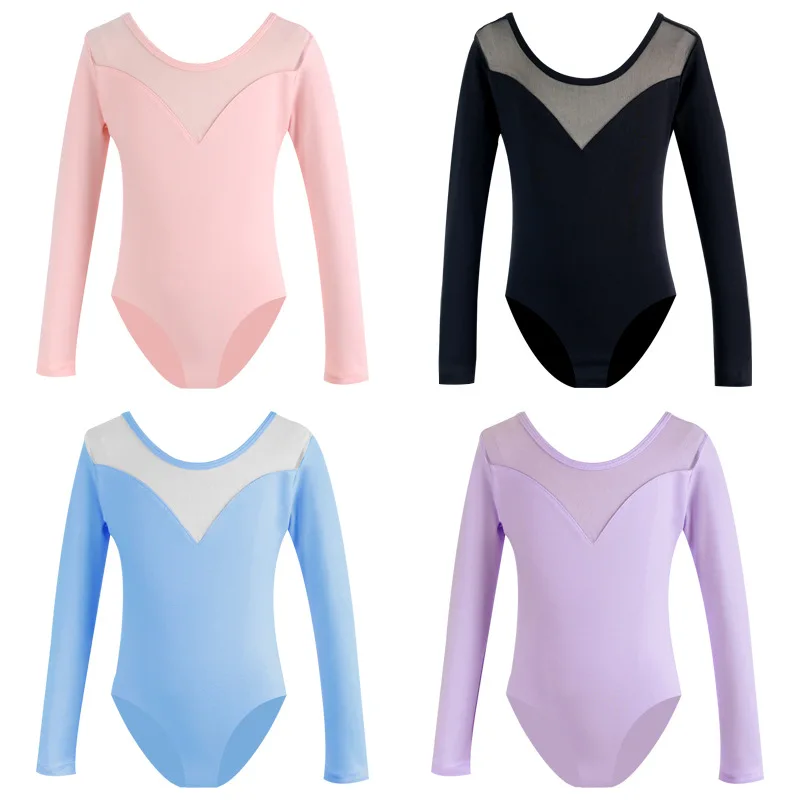 แฟชั่นขั้นสูงเด็ก Dancewear สาวฤดูใบไม้ผลิและฤดูใบไม้ร่วงแขนยาวฝึกเสื้อผ้าบัลเล่ต์ชุดสาวยิมนาสติกเสื้อผ้า