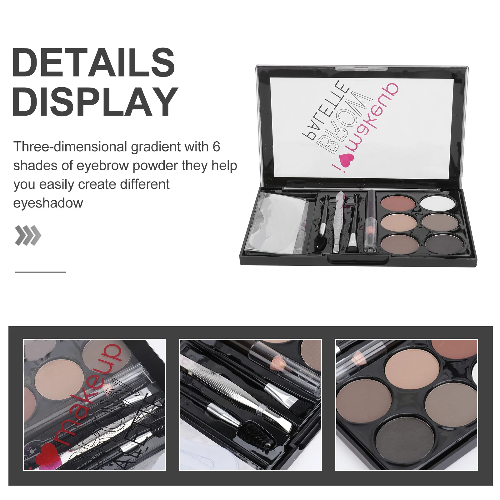 مجموعة واحدة من بودرة الحواجب ذات ستة ألوان، مستلزمات مكياج طبيعية مقاومة للماء تدوم طويلاً للنساء متعددة الوظائف #5