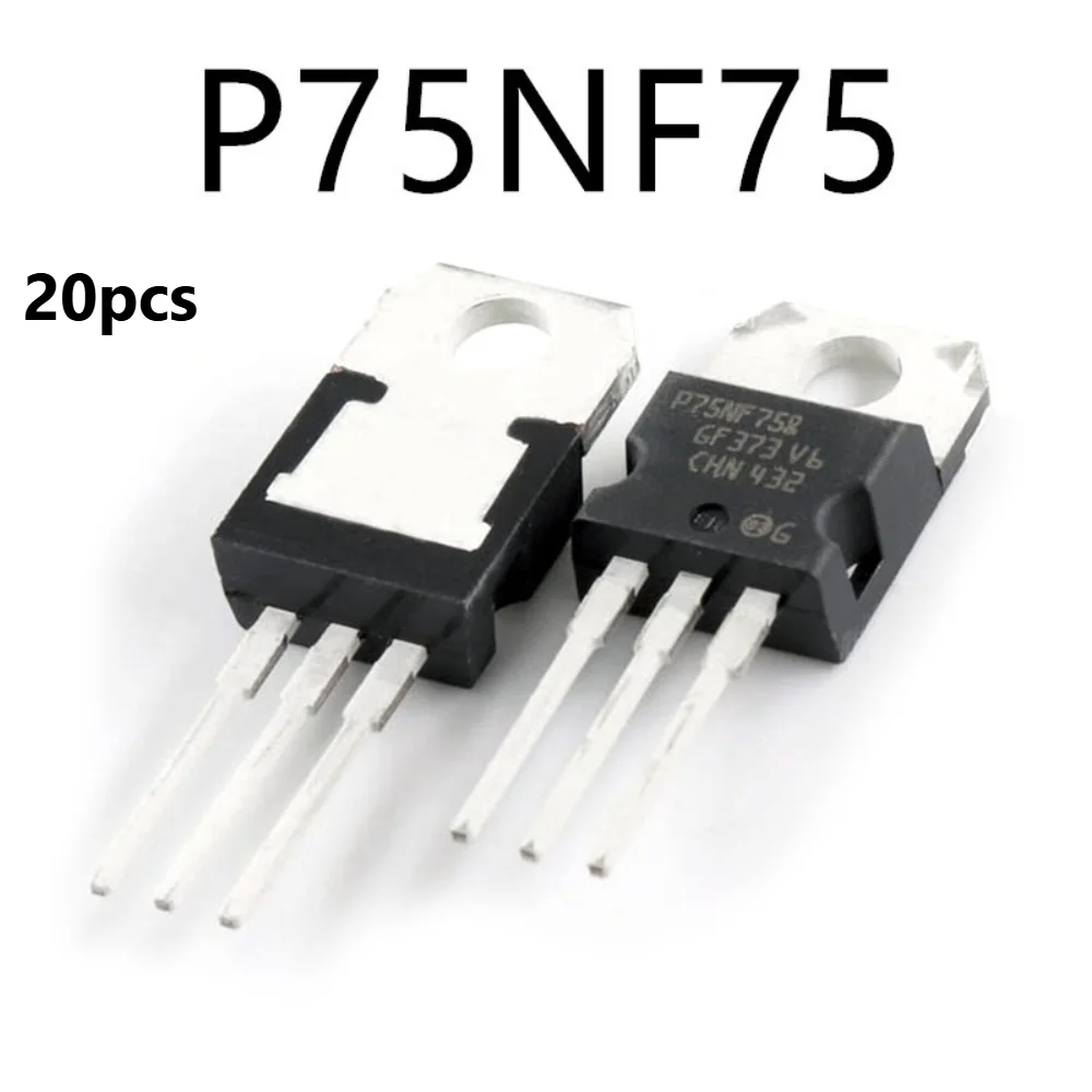 P75NF75 N-Channel MOSFET 20Pcs TO-220 75V 80A for Motor Driver