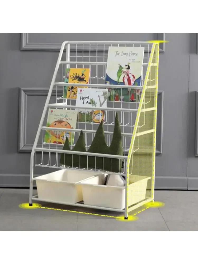 Children's Bookshelf Cabinet Simple Elementary School Picture Book Floor Floor Storage Shelves Increased Iron Books Rack