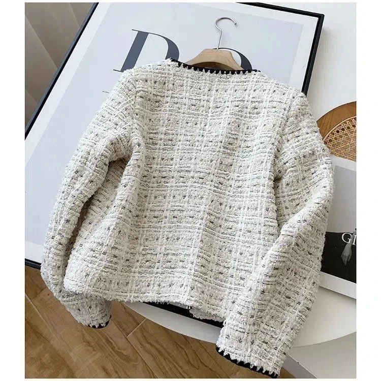 Spring Autumn Jacket Design Fashion Sweet Tweed Blazers Women New French Elegant Office Lady Luxury Woolen Short Suit Coats