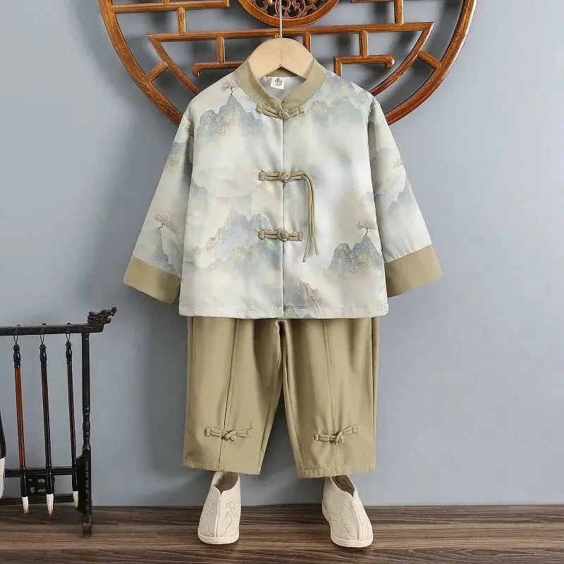 

Hanfu Boys' Spring Clothing Set New Girl Baby Costume Children's Spring and Autumn Chinese Style Summer Tang Costume