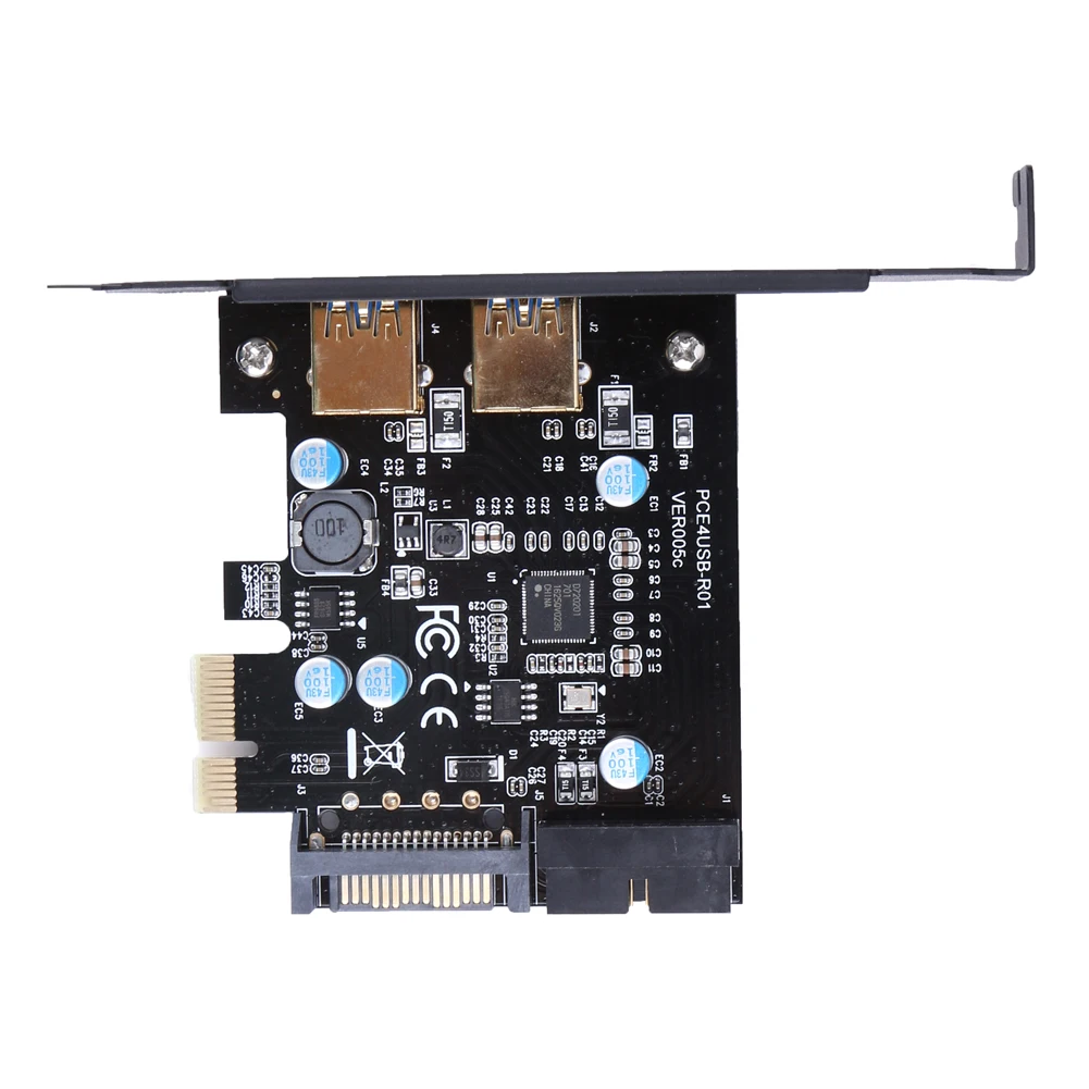 PCI-E to USB 3.0 2 Port PCI Express Expansion Card 19-Pin Power Connector Converter for Bitcoin Miner Mining