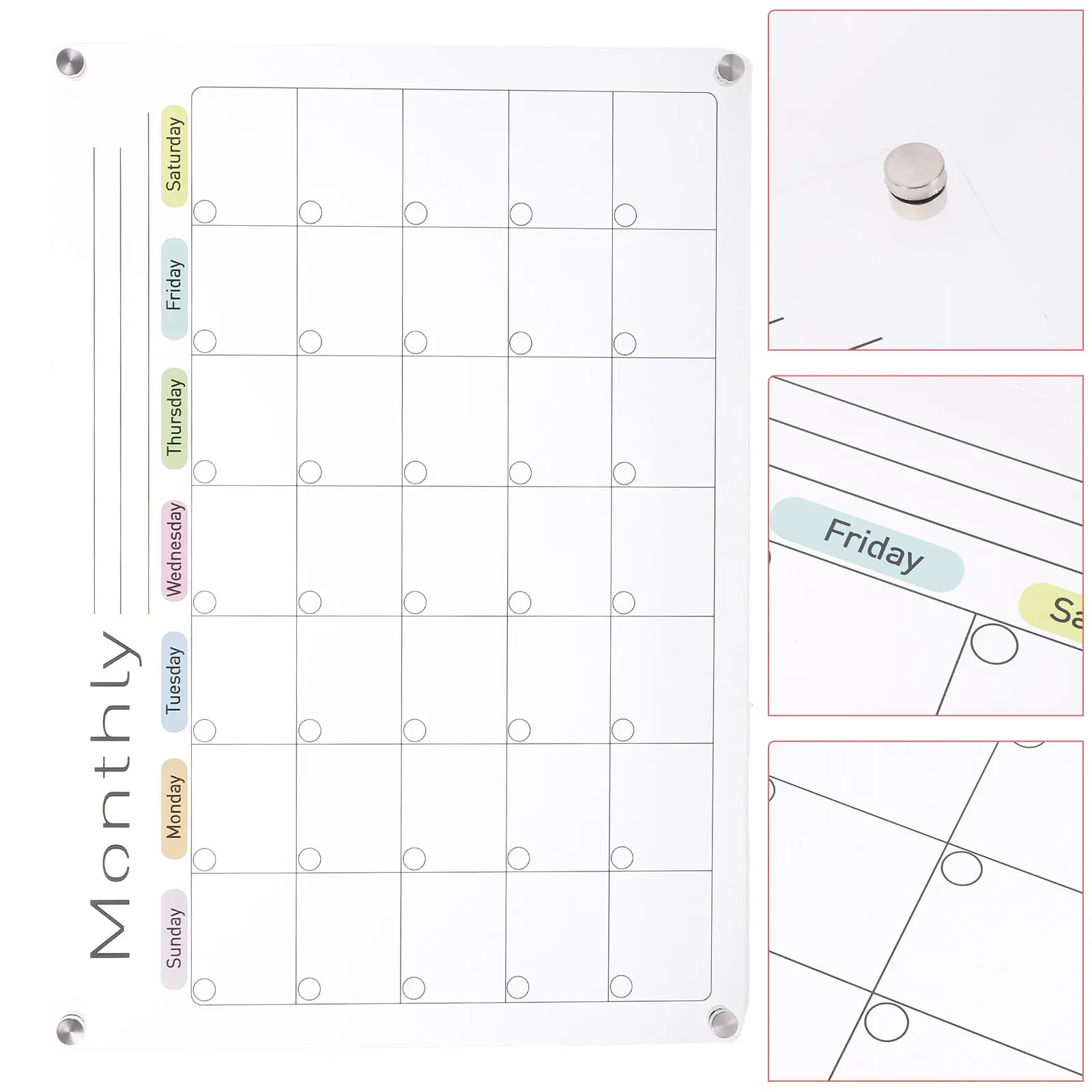 Acrylic Magnetic Dry Erase Board for Kitchen – Clear Fridge Calendar, Shopping List & Cooking Organizer