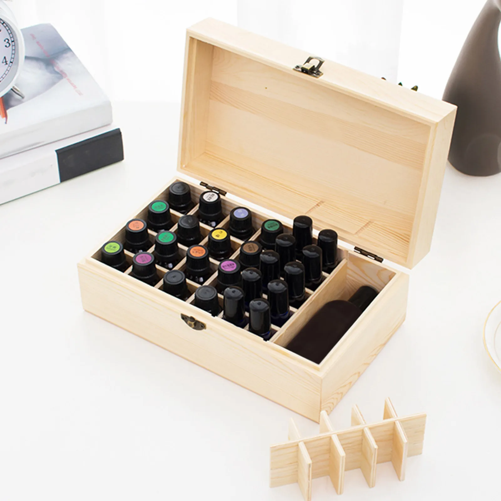 

Wooden Essential Oil Box 36 Slots Large Capacity Organizer Travel Storage Display Rack Bottle Holder Makeup Brush Storage