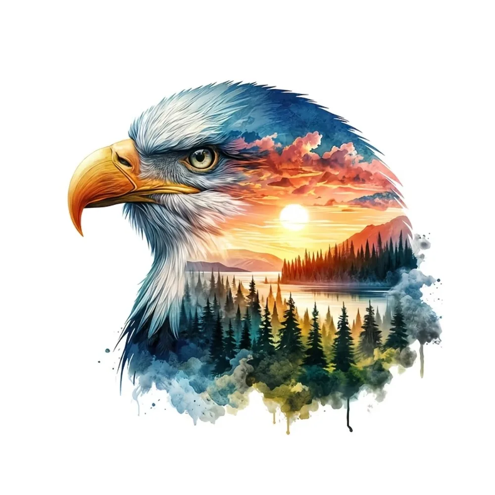 

Vinyl Sticker Featuring an Eagle And Forest Silhouette Self Adhesive for Vehicles Windows Walls Suitable Glass Metal Ceramic