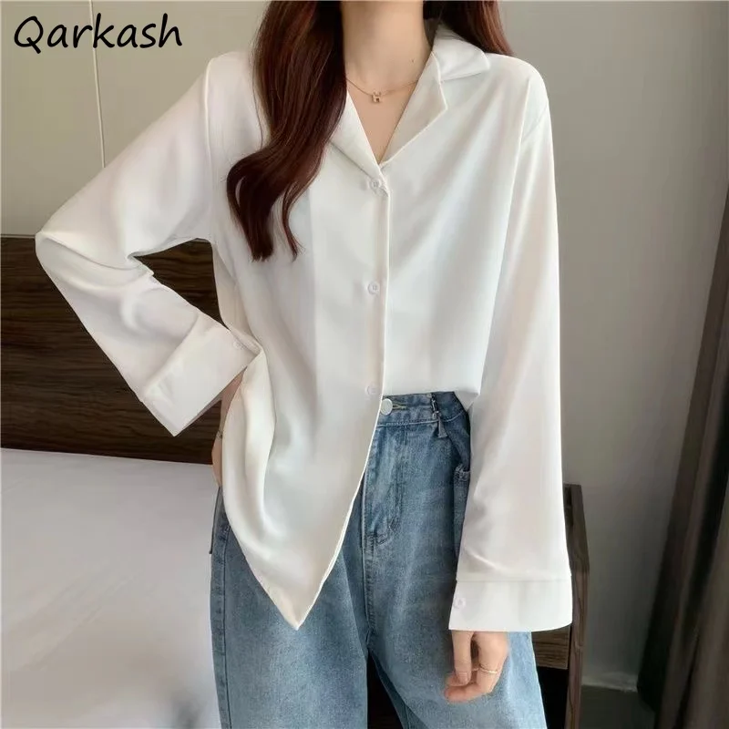 Shirts for Women Loose V-neck Clean Fit Casual Summer Solid Simple Korean Style Retro Leisure Classic All-match Chic New Trendy