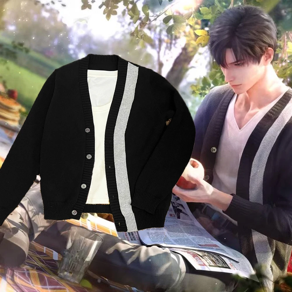 

Game Love and Deepspace Zayne Cosplay Spring Remnants Costume Adult's Red Knitted Cardigan Sweater Coat Halloween Party Jacket