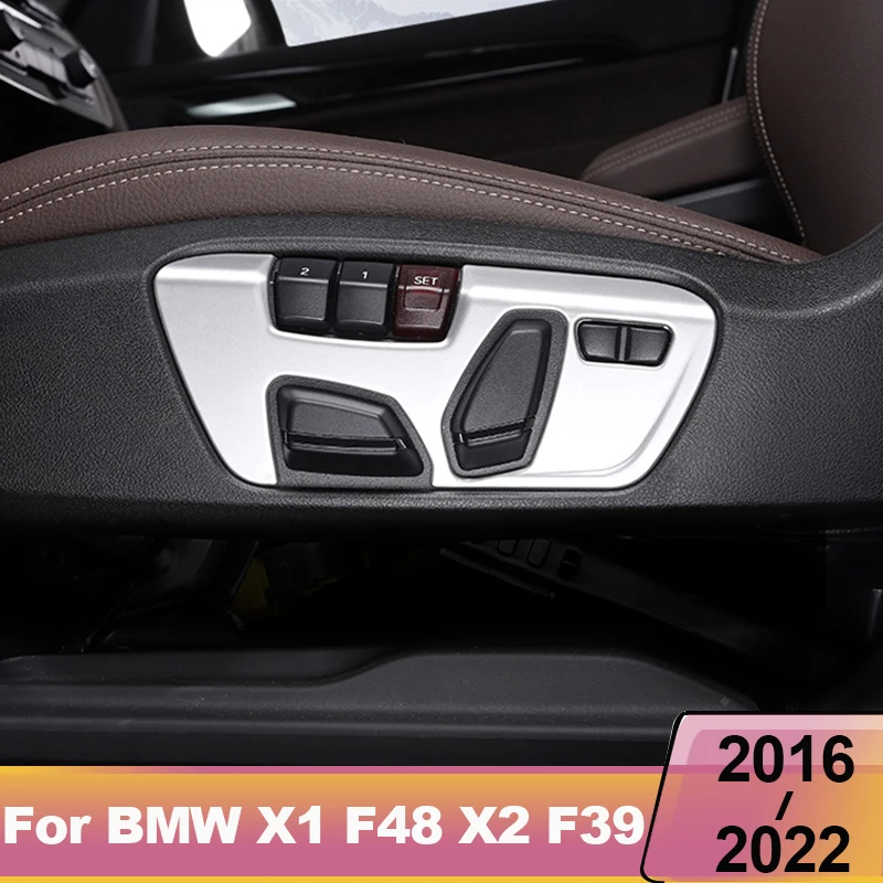 ABS مقعد السيارة ضبط زر غطاء لوحة ، كروم الكسوة لسيارات BMW X1 ، F48 ، X2 ، F39 ، 2016 ، 2017 ، 2018 ، 2019 ، 2020 ، 2021 ، 2022 ، اكسسوارات التصميم