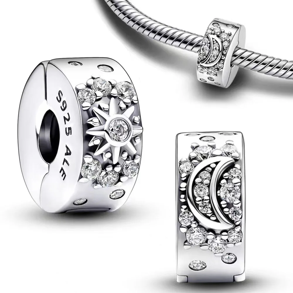 Silver Colour The sun and The moon Fit Pandora Charms Silver Colour Original Bracelet for Jewelry Making