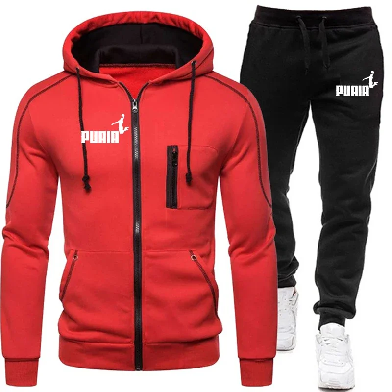 New Hoodies Sweatshirt+Sweatpants Suit Autumn Winter Warm Tracksuit Sets Men\'s Fashion Hooded Outwear