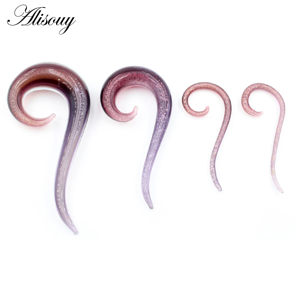 Alisouy 2PCS Red Glass Question Mark Ear Plugs Tunnels Spiral Taper Cartilage Earring Gauges Expander Stretcher Piercing Jewelry