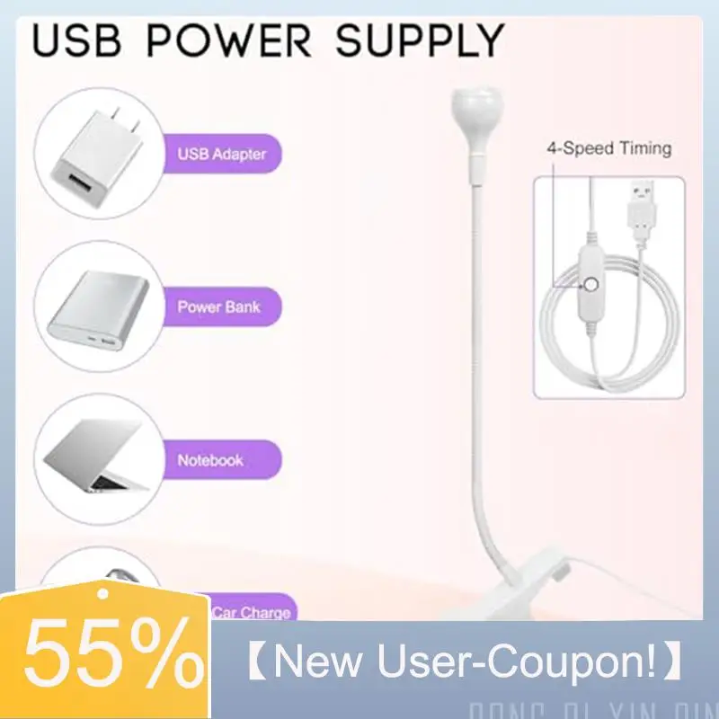 A60T New Portable Home Nail Lamp Nail Curing Lamp For Gel Polish With Black Gooseneck And Clip
