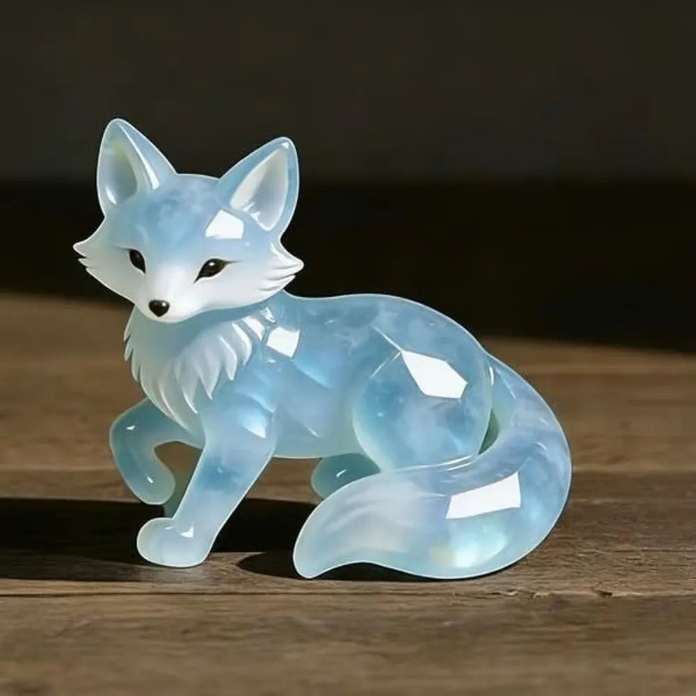 New With Card Lucky Crystal Fox Hand-Carved Mini Size Crystal Fox Figurine Lucky Crystal Figurine Decorative Gift