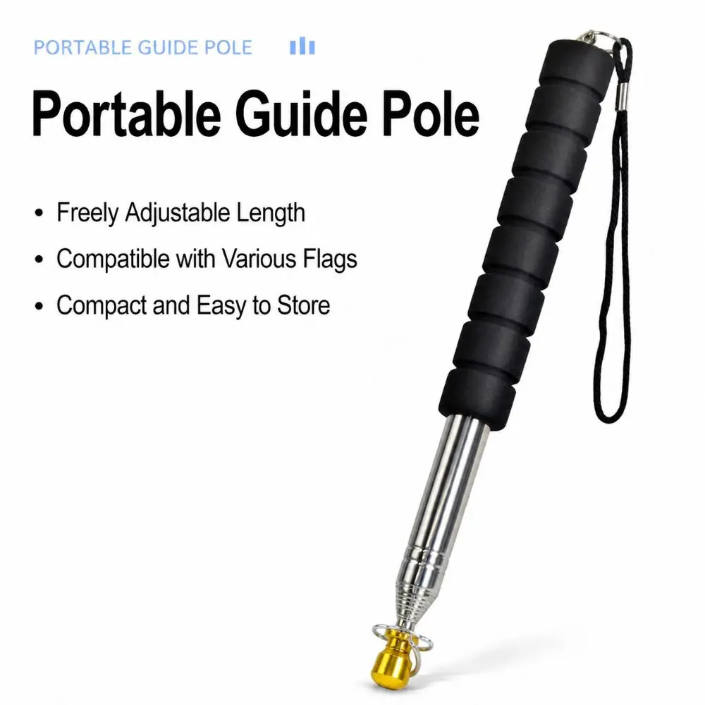 200/250/300cm Telescopic Flagpole Anti-slip EVA Handle Stainless Steel Handheld Flag Pole Handheld Waving Flagpole Students