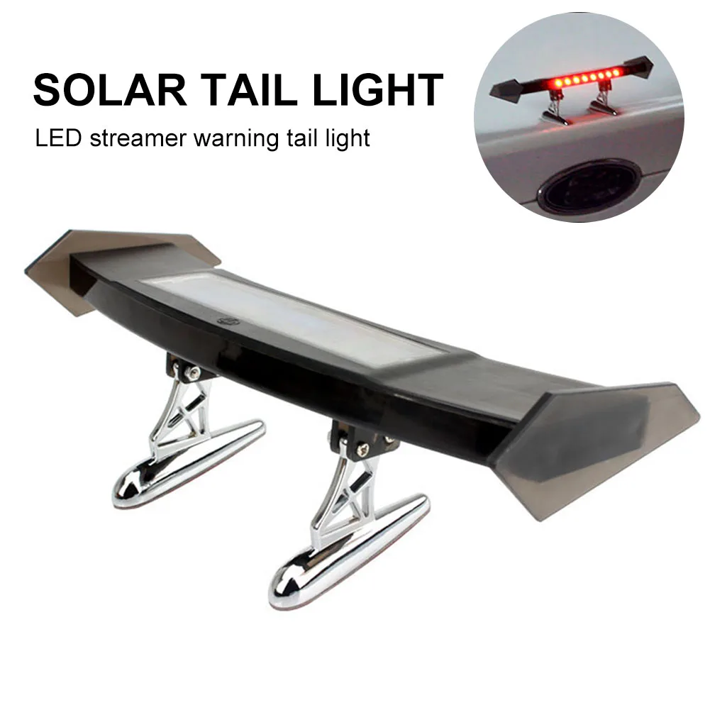 Car Brake Light Solar Powered LED Spoiler Mini Rear Wing Taillight Vibration Sensor LED Warning Lamp Turn Signal Car Accessories