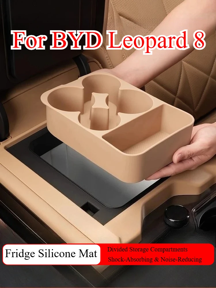 

For BYD Formula Leopard 8 2024 2025 Car Central Control Refrigerator Silicone Pad Anti-Dirty Fridge Protection Mat