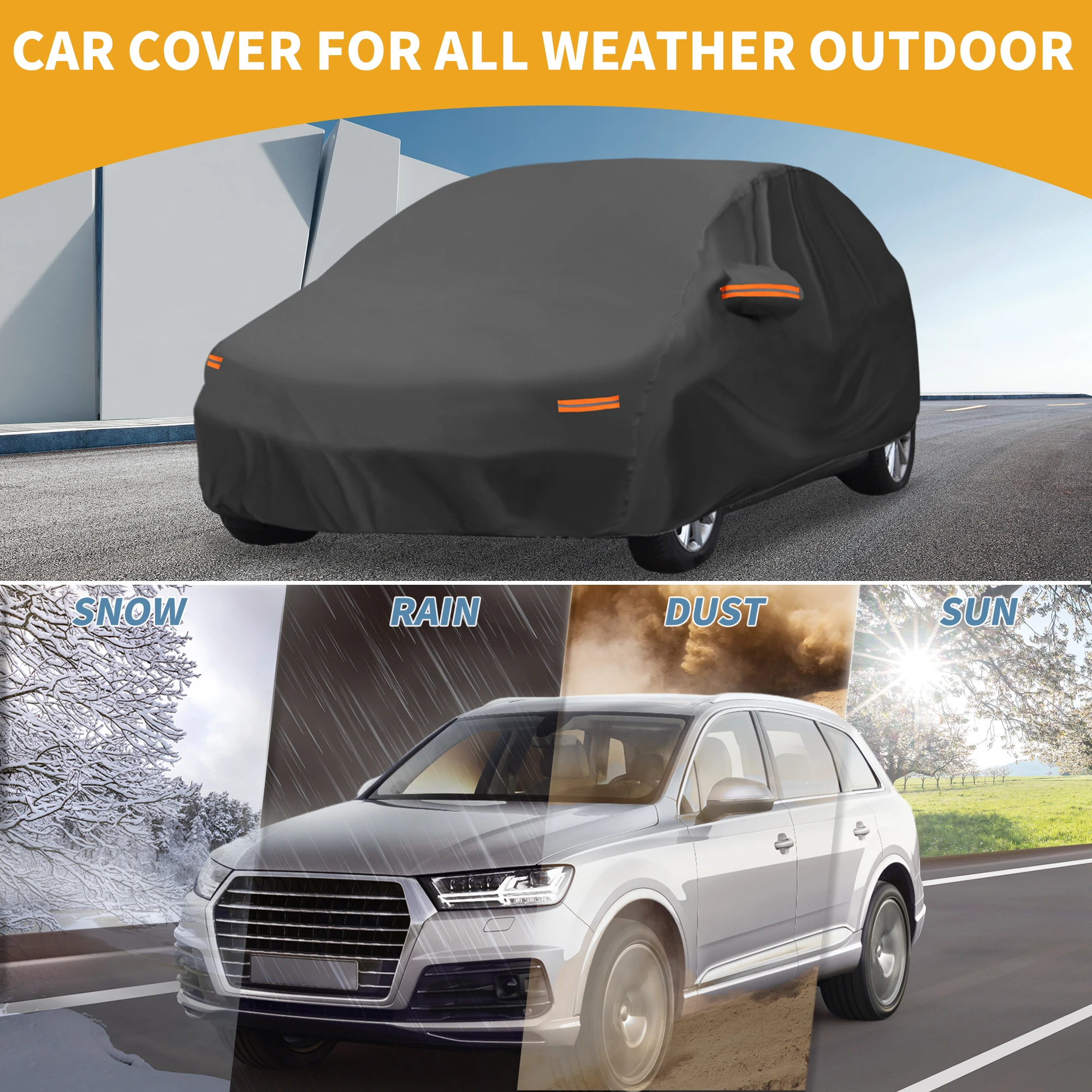 Motoforti Car Cover Waterproof All Weather for Vauxhall Corsa 1993-2023 Black 210D-PU