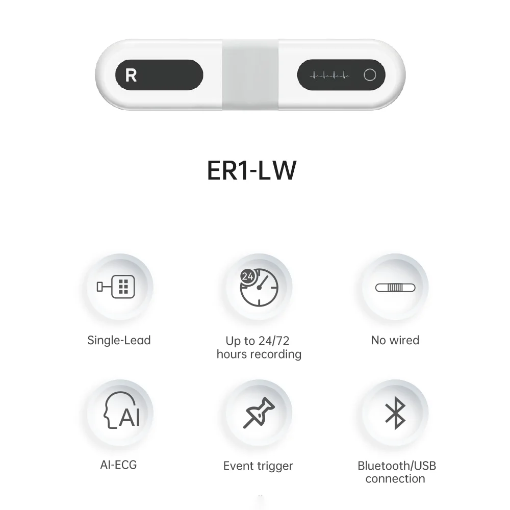 

72 Hours Real-time ECG Monitoring Dynamic ECG Recorder ER1-LW