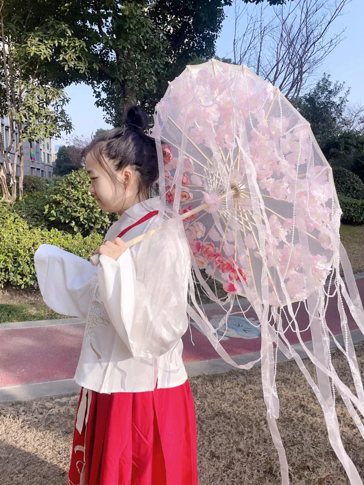 Cosplay Flowers LED Silk Cloth Decorative Umbrella Beach Princess Cosplay Japanese Cherry Blossoms Chinese Peach Blossom Parasol