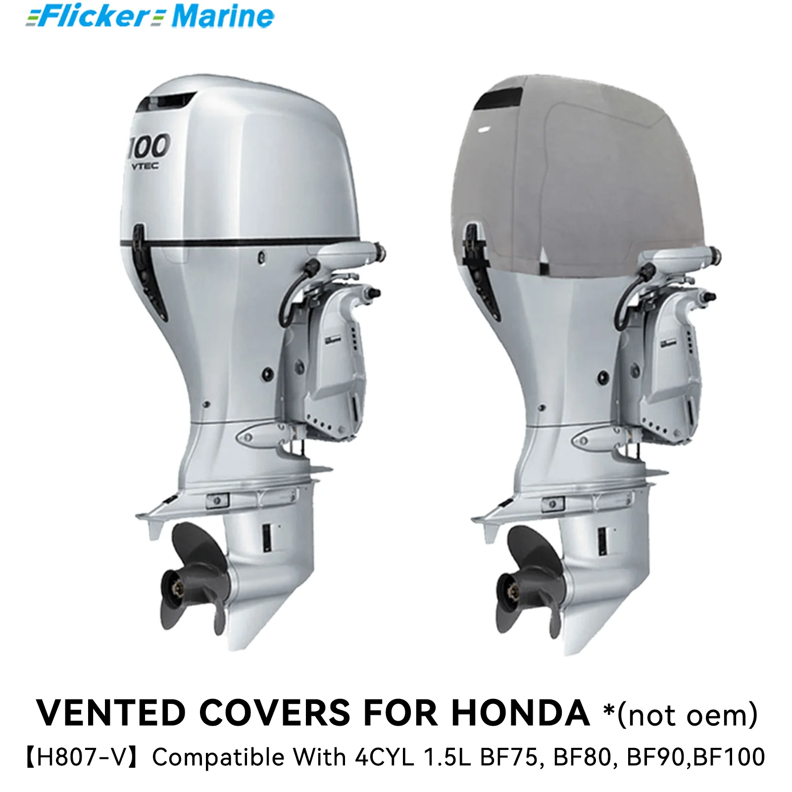 

Мерцающая сверхмощная вентилируемая крышка двигателя, совместимая с Honda BF75 BF80 BF90 BF100 | Всесезонный, надежная посадка, водонепроницаемый УФ