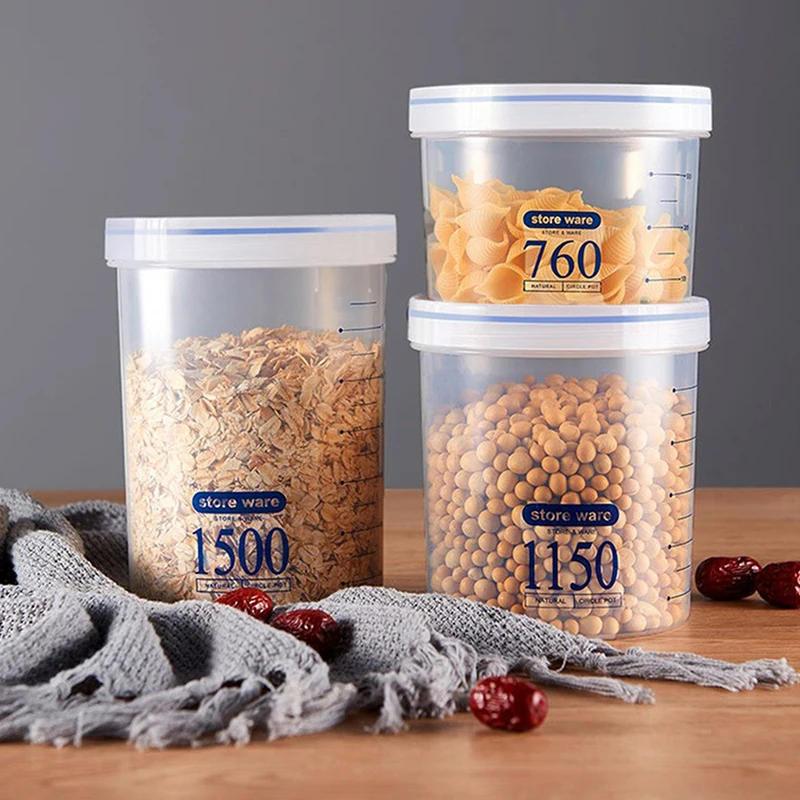 Transparent Large Capacity Food Sealed Jars Moisture Proof Kitchen Cereal Storage Boxes Plastic Food Airtight Jar