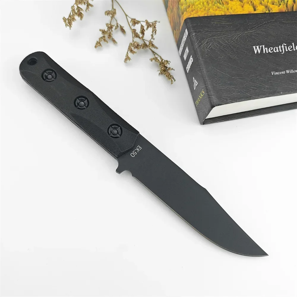 Tactical KB EK50 Fixed Blade Knife with Nylon Fiber Sheath 8Cr13Mov Clip Point Blade Nylon Fiber Handle Outdoor Camping Knives