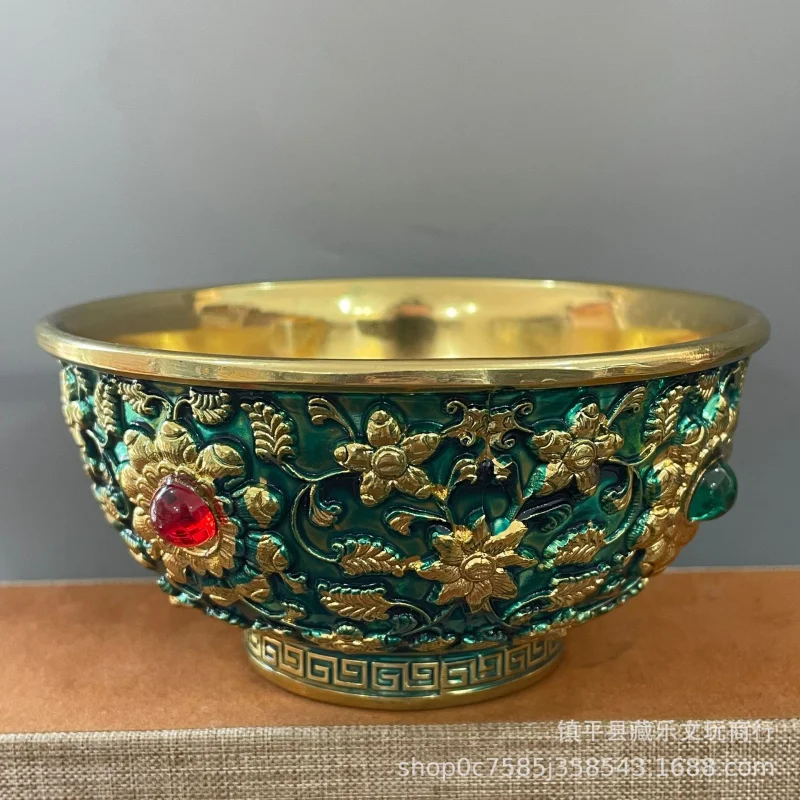 

Enamel Painted Bowl Ornament Qing Dynasty Qianlong Double Dragon Playing with Pearl Bowl Tripod Home Feng Shui Decoration Collec