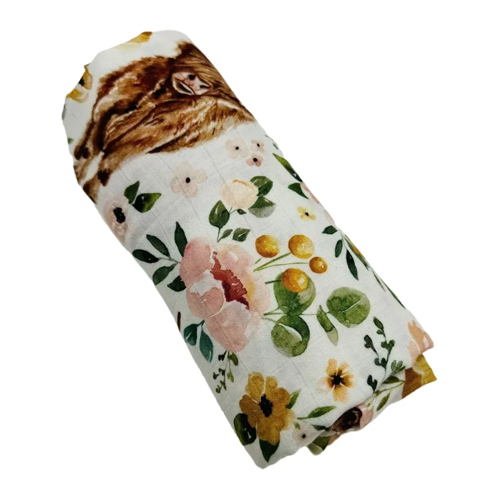 New Ultra Soft Muslin Baby Blanket, Lightweight Breathable Swaddle Receiving For Newborn Infants Cotton Wraps Digital Printing