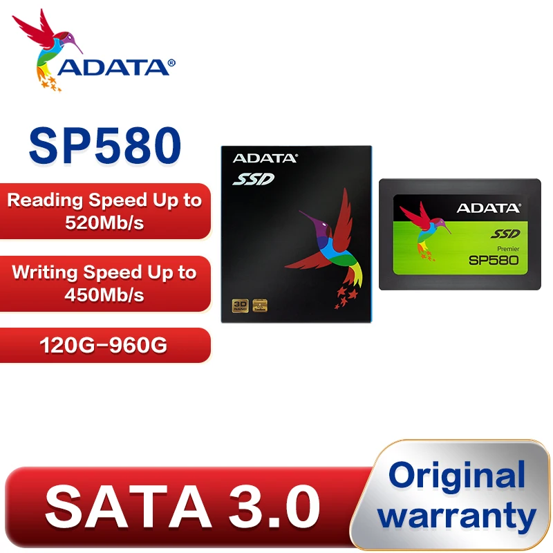 100% 오리지널 ADATA SSD SATA 솔리드 스테이트 드라이브, SP580, 120GB, 240GB, 480GB, 960GB, 2.5 인치 내장 하드 드라이브, NVMe PCIe 3.0 하드 디스크