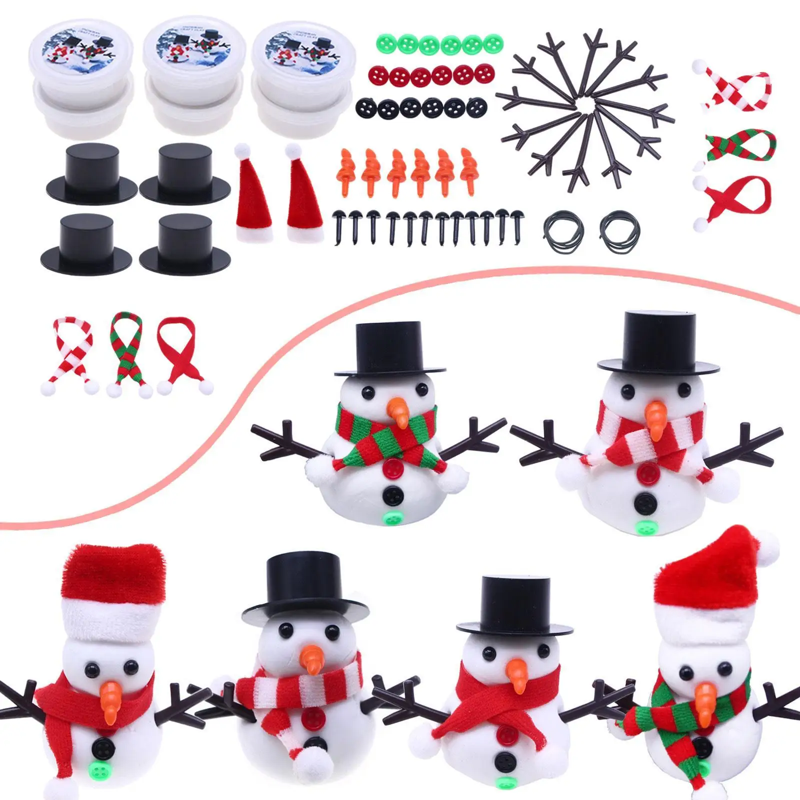 Snowman Crafts for Kids Build a Snowman Set Decorative Model DIY Snowman Miniature Snowman Making for Holiday Favor Supplies view 2