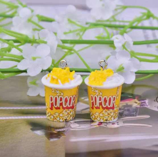 10pcs/lot Resin Popcorn Charms Pendants  Jewelry Making Necklaces Earrings Braceltes DIY