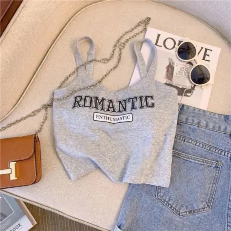 

Women's Retro Graphic Bralette Adjustable Crisscross Straps Open Back Cropped Beachwear Summer Sleeveless Streetwear Outerwear