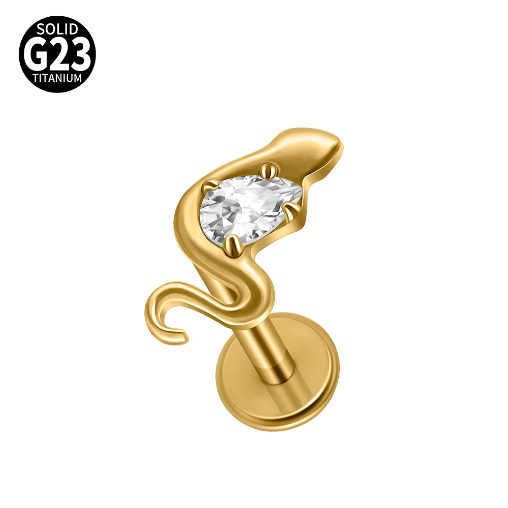 G23 Titanium Star Zircon Lip Studs