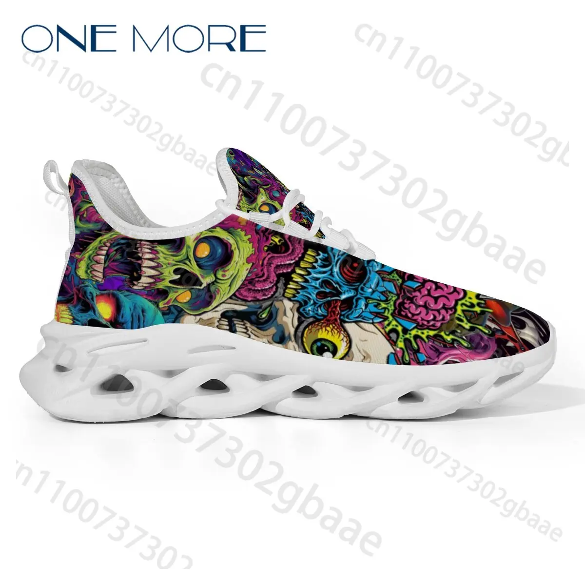 Gothic Punk Zombie Skull Abstract Pattern Platform Sneakers for Man Woman Lace Up Comfort Daily Streetwear Sports Trainers