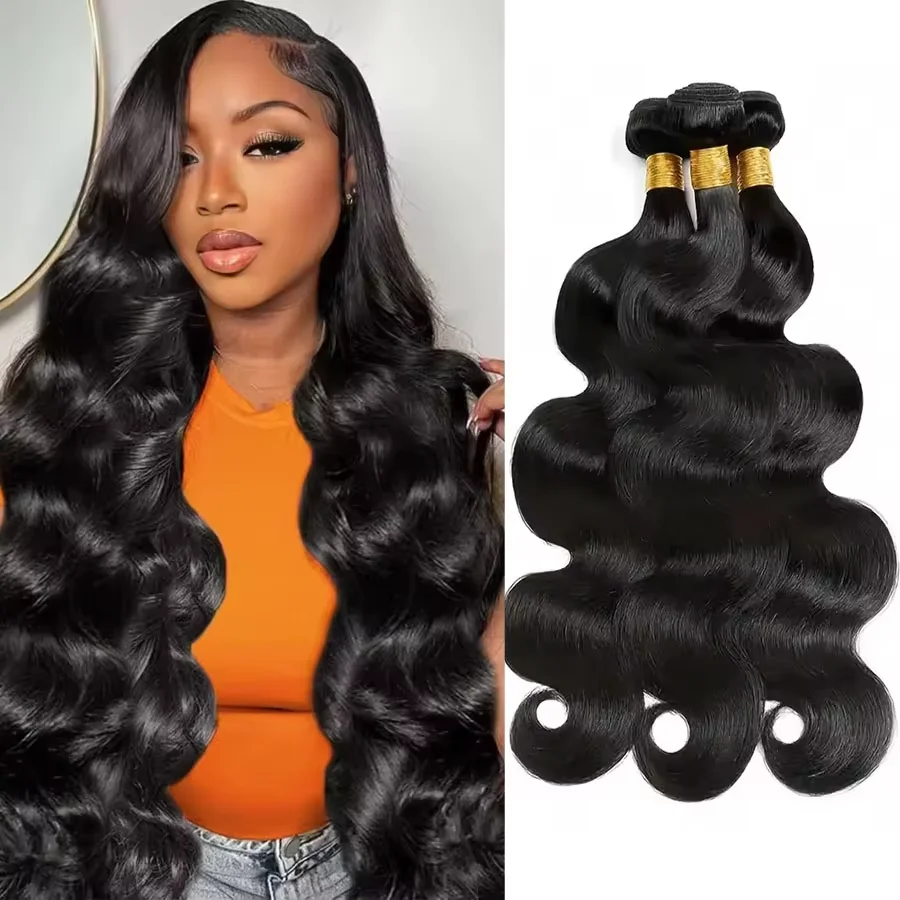 16A Body Wave Bundles Natural Color 4 Pcs Raw Unprocessed Brazilian Human Hair Bundles Hair Extensions Double Weft Bulk Braiding