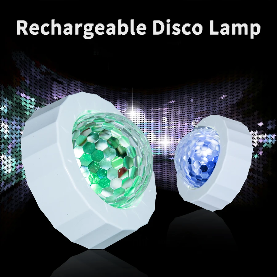 Rechargeable Disco Light DJ Disco Ball Lamp Led Lighting Projector Sound Activated Party Lights For Home Car Nightclub Portable