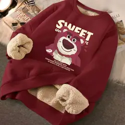 Cashmere Thickened Sweater Women's Autumn  Winter Cashmere Round Neck Red Strawberry Bear Top Winter 2023 Coat Sweater