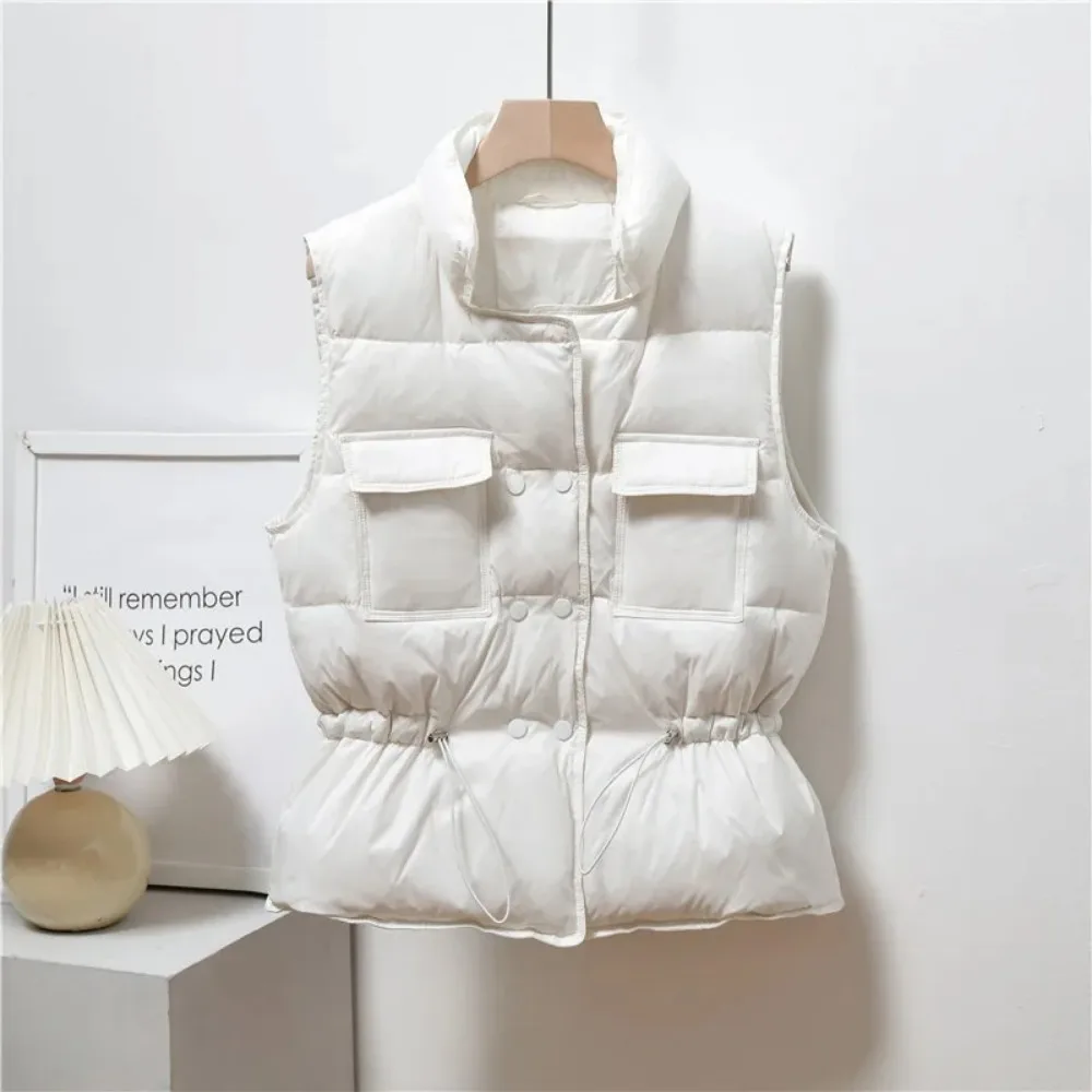 2024 New Light Down Vest Women Short Vest Windproof Lightweight Warm Waistcoat Female White Duck Down Jacket Coat Sleeveless