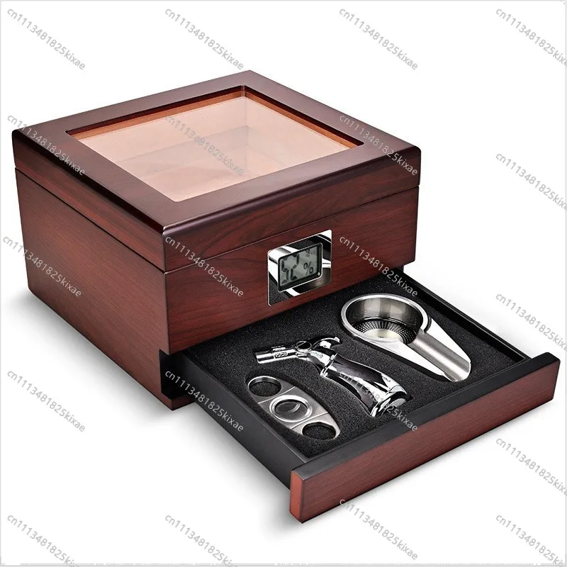 For Cigar Moisturizer, Cedar Wood Piano Paint Imported From Spain, Large-capacity Cigar Box