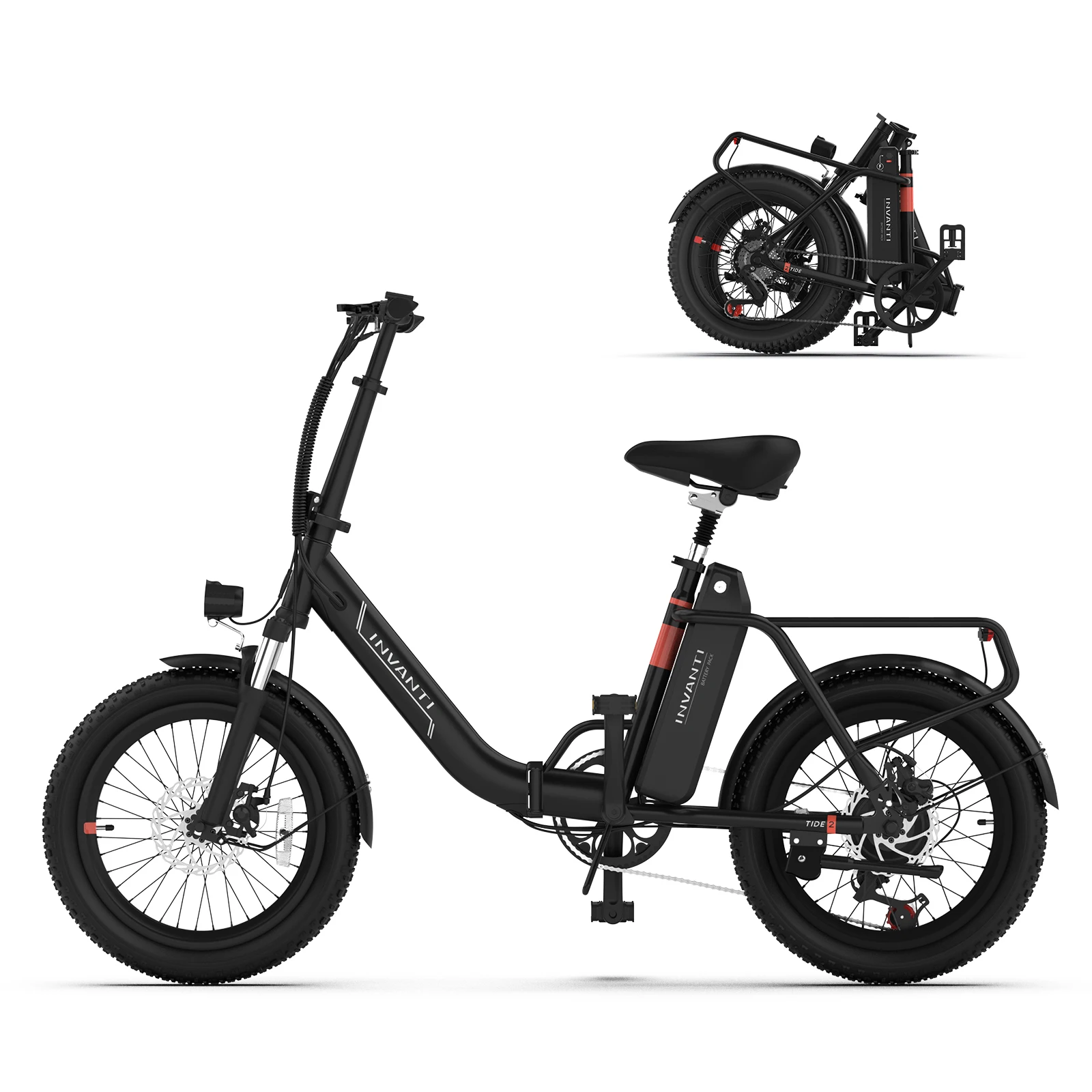 

INVANTI Tide 2 Electric Bike, 20" Fat Tire Step-Thru Electric Bicycle, 900W Peak Motor 45 Miles 20MPH Top Speed