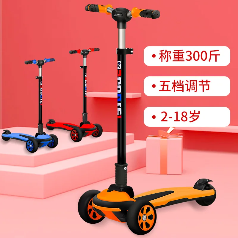 Children Scooter 3 Wheel Scooter with Flash Wheels Kick Scooter for 2-12 Year Kids Adjustable Height Foldable Children Scooter