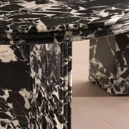 Modern High Gloss Bulgari Marble Dining Table Oval 180cm Solid Marble Base Dining Table For Home Hotel Project