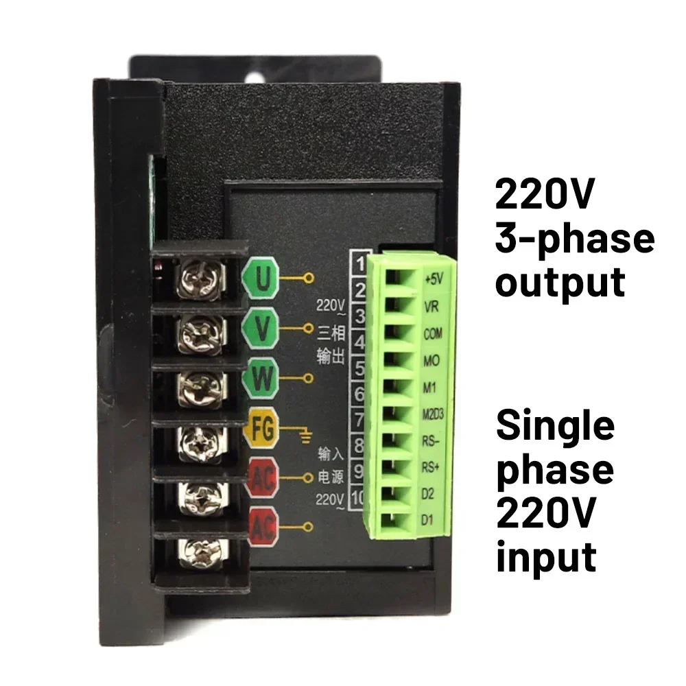 Imagem -04 - Mini Inversor Vfd Incorporado Transformador 1hp para 220v 3ph Motor Assíncrono Entrada Fase e Frequência de Saída Fases 750w