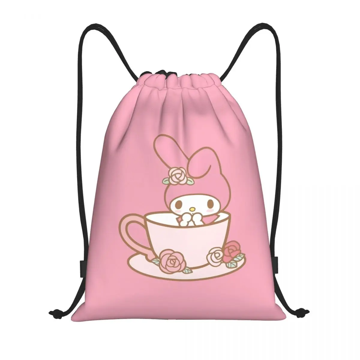 

Custom Melody Drawstring Bag for Shopping Yoga Backpacks Women Men Pink Rabbit Sports Gym Sackpack